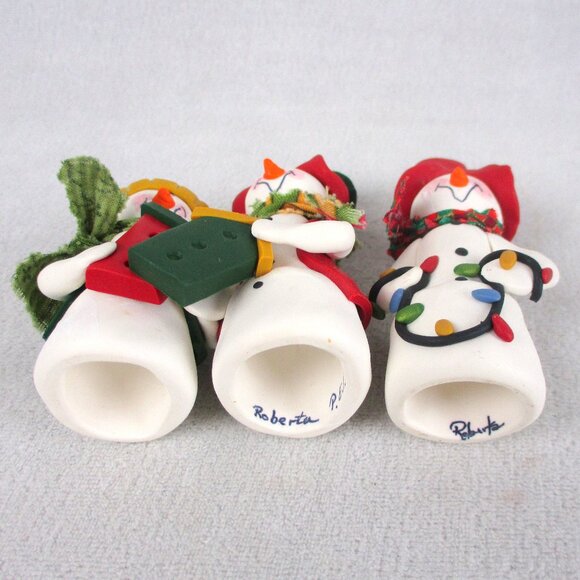 Christmas Snowmen Roberta PEI Canada Whimsical Original Figurines - Picture 6 of 6